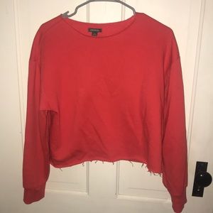 Red Cropped Fleece Sweater